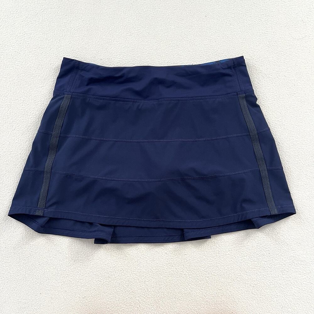 Lululemon Women Navy Hero Blue Dandy Black Pace Rival Skirt II Golf Skort 6 Tall
